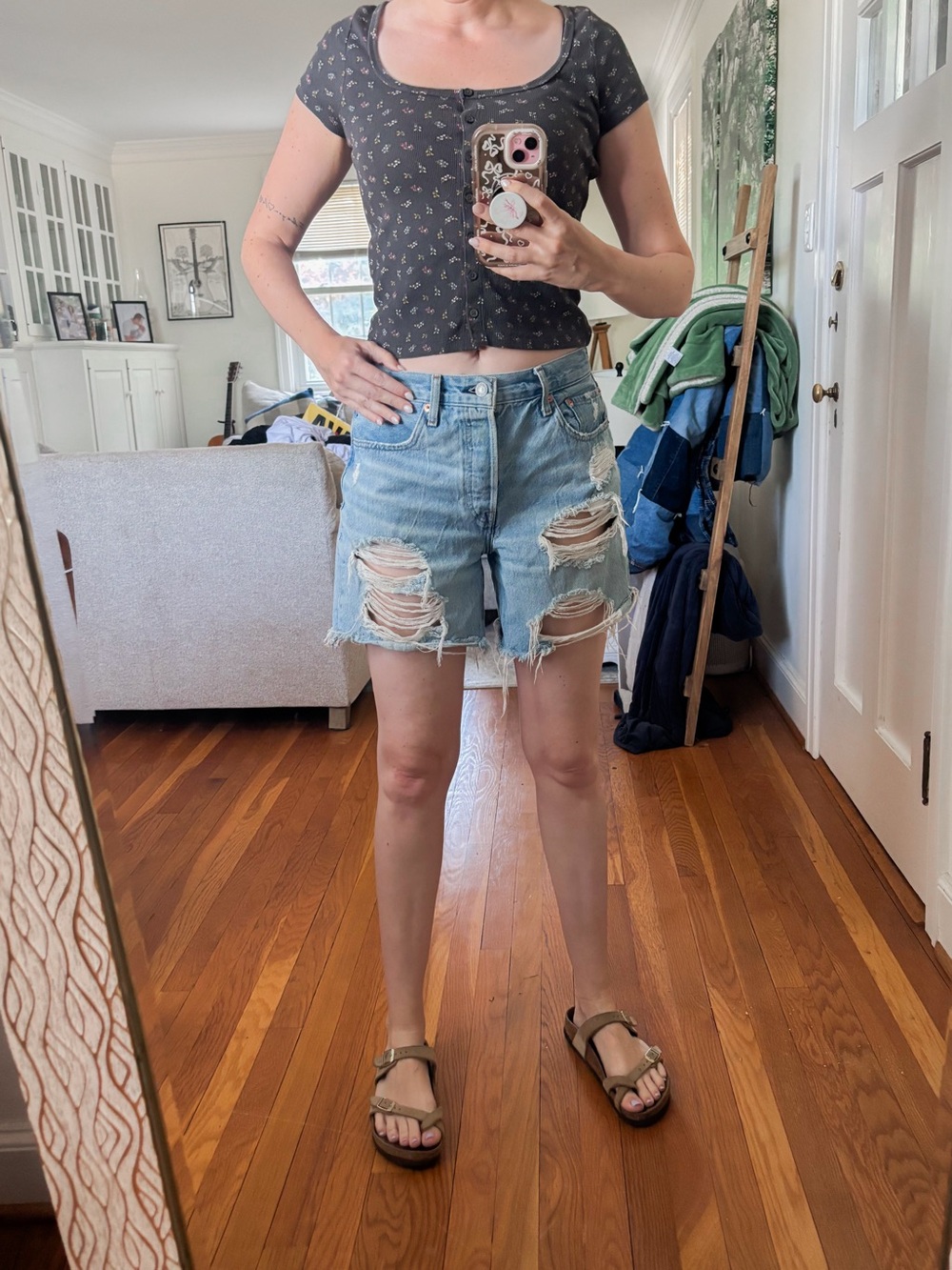 Levi's Light Blue Distressed Denim Cutoff Shorts